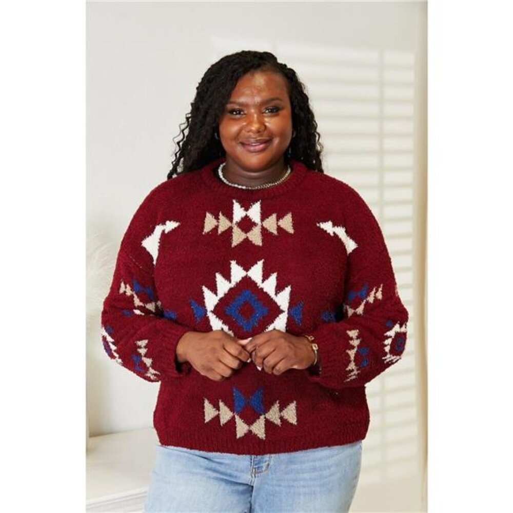 HEYSON Full Size Aztec Soft Fuzzy Sweater‎